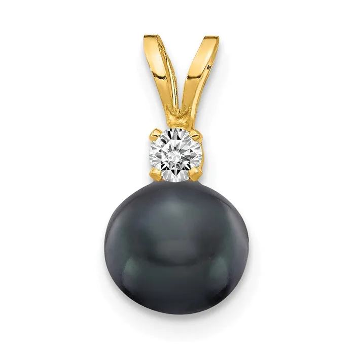 Goldia Necklaces 14k Yellow Gold Diamond 6mm Black Pearl HI1 Quality Diamond Pendant Goldia Necklaces 14k Yellow Gold Diamond 6mm Black Pearl HI1 Quality Diamond Pendant