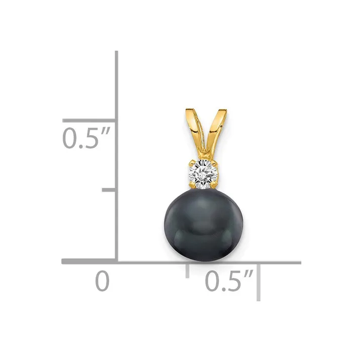 Goldia Necklaces 14k Yellow Gold Diamond 6mm Black Pearl HI1 Quality Diamond Pendant Goldia Necklaces 14k Yellow Gold Diamond 6mm Black Pearl HI1 Quality Diamond Pendant