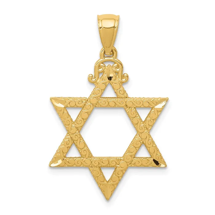 Goldia Necklaces 14k Yellow Gold Diamondcut Star of David Pendant
