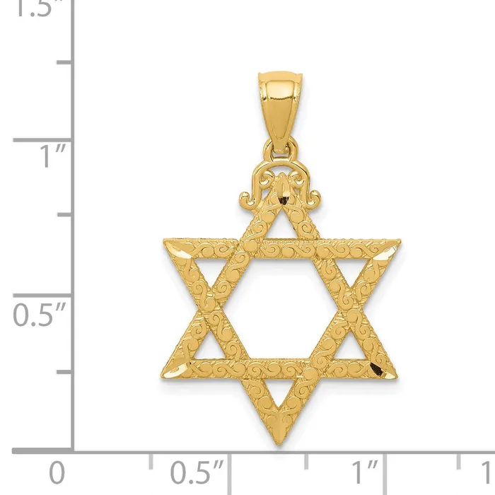 Goldia Necklaces 14k Yellow Gold Diamondcut Star of David Pendant