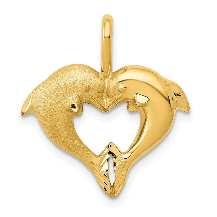 Goldia Necklaces 14k Yellow Gold Dolphin Heart Pendant