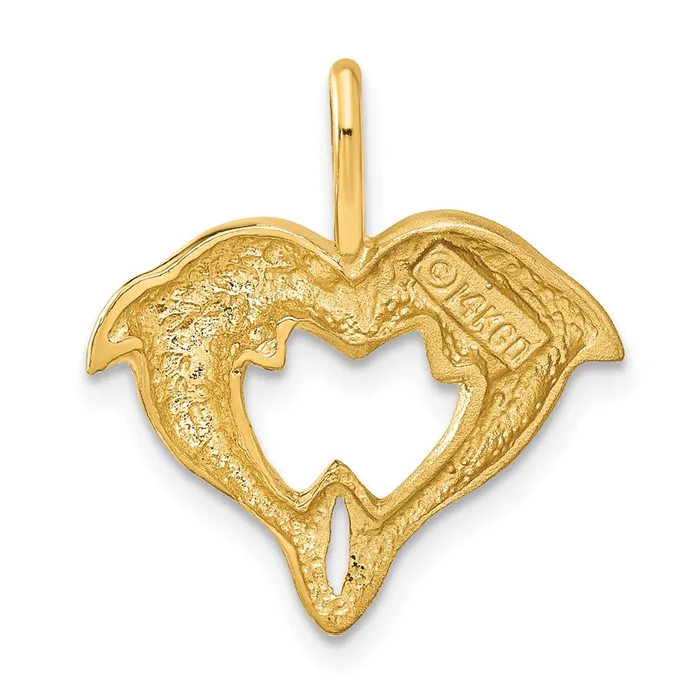 Goldia Necklaces 14k Yellow Gold Dolphin Heart Pendant