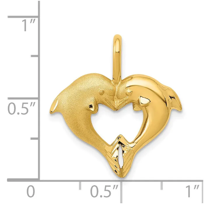 Goldia Necklaces 14k Yellow Gold Dolphin Heart Pendant