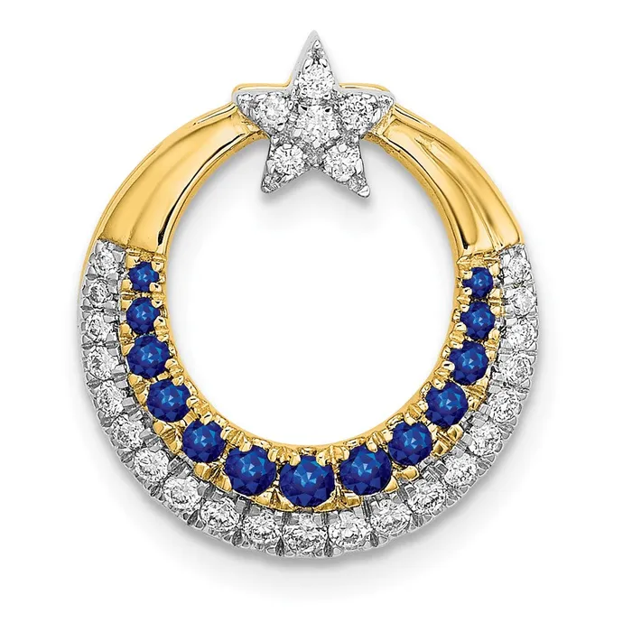 Goldia Necklaces 14K Yellow Gold Polished Moon wStar Sapphire and Real Diamond Chain Slide Goldia Necklaces 14K Yellow Gold Polished Moon wStar Sapphire and Real Diamond Chain Slide