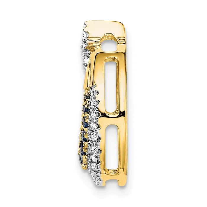 Goldia Necklaces 14K Yellow Gold Polished Moon wStar Sapphire and Real Diamond Chain Slide