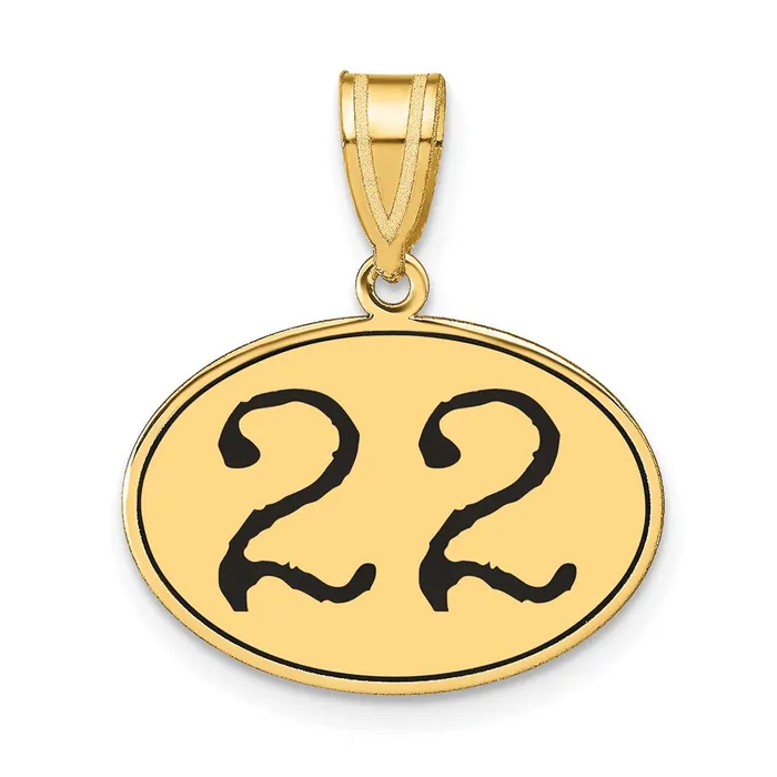Goldia Necklaces 14k Yellow Gold Polished Number 22 Black Enamel Oval Pendant Goldia Necklaces 14k Yellow Gold Polished Number 22 Black Enamel Oval Pendant