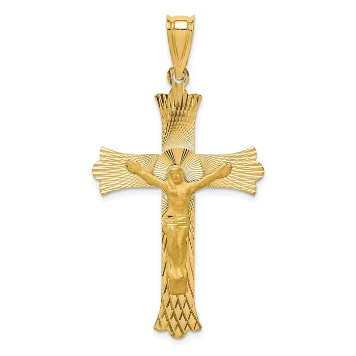 Goldia Necklaces 14k Yellow Gold Polished Satin and DC Crucifix Pendant