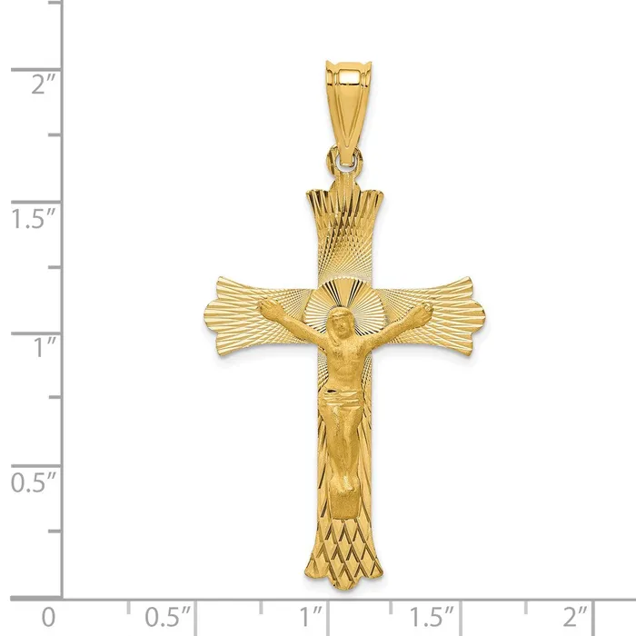 Goldia Necklaces 14k Yellow Gold Polished Satin and DC Crucifix Pendant