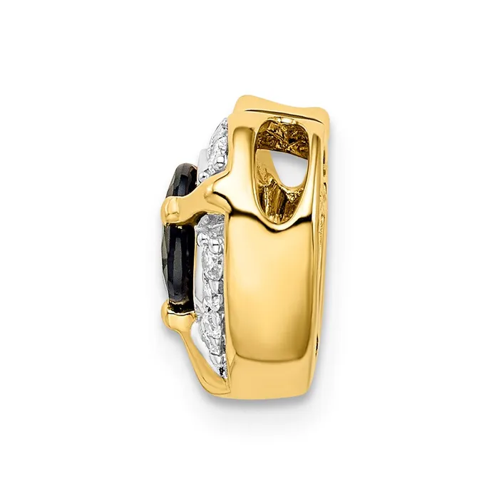 Goldia Necklaces 14K Yellow Gold Real Diamond and 50 Sapphire Fancy Heart Chain Slide