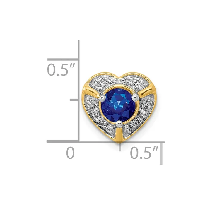 Goldia Necklaces 14K Yellow Gold Real Diamond and 50 Sapphire Fancy Heart Chain Slide