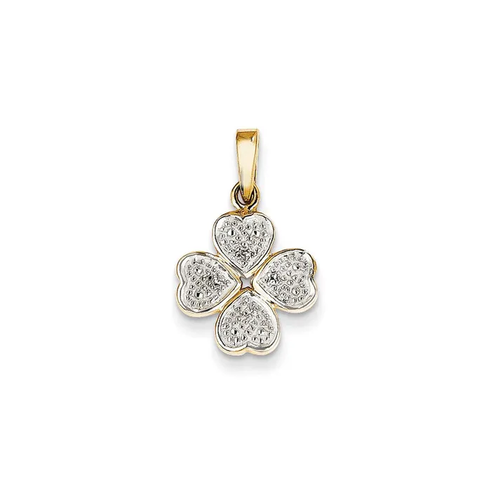 Goldia Necklaces 14K Yellow Gold Real Diamond Heart Clover Pendant