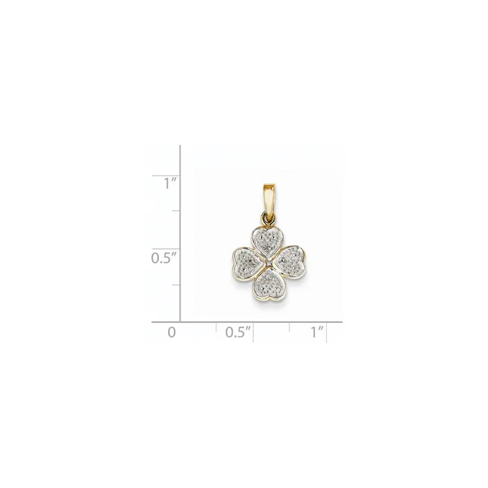 Goldia Necklaces 14K Yellow Gold Real Diamond Heart Clover Pendant