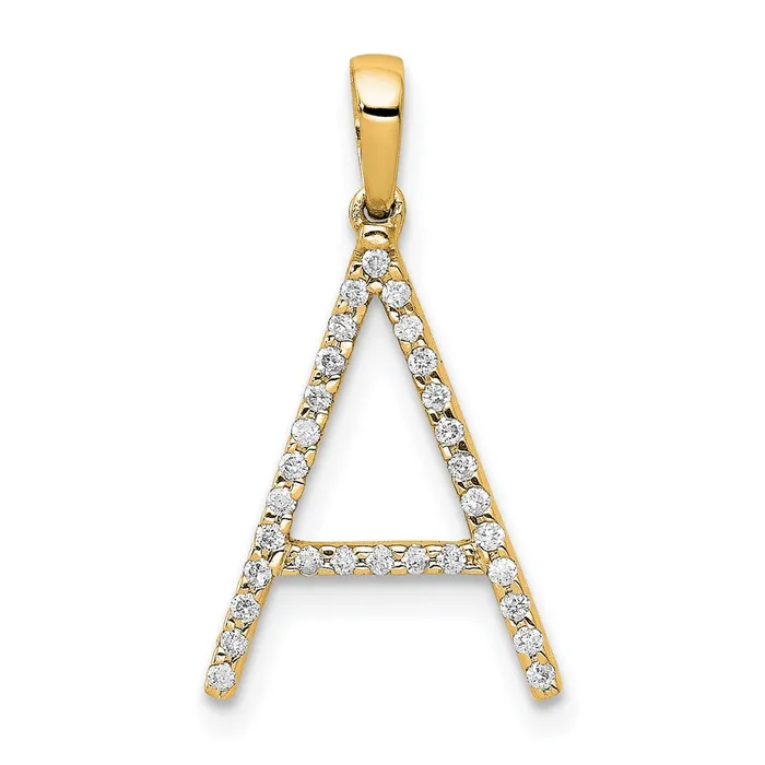 Goldia Necklaces 14K Yellow Gold Real Diamond Letter A Initial Pendant