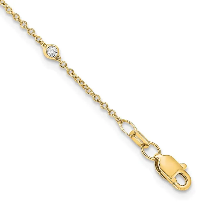 Goldia Necklaces 14K Yellow Gold Real Diamond Station Cable Necklace
