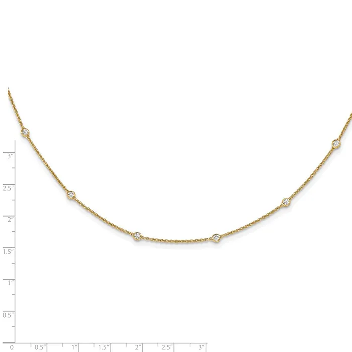 Goldia Necklaces 14K Yellow Gold Real Diamond Station Cable Necklace