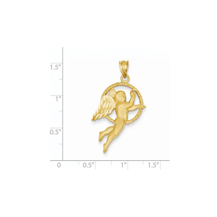 Goldia Necklaces 14k Yellow Gold Satin Diamondcut Angel Pendant