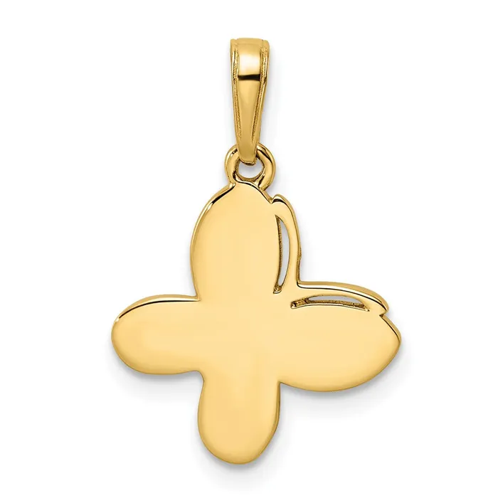 Goldia Necklaces 14k Yellow Rhodium Gold and White Rhodium Diamondcut Fancy Butterfly Pendant
