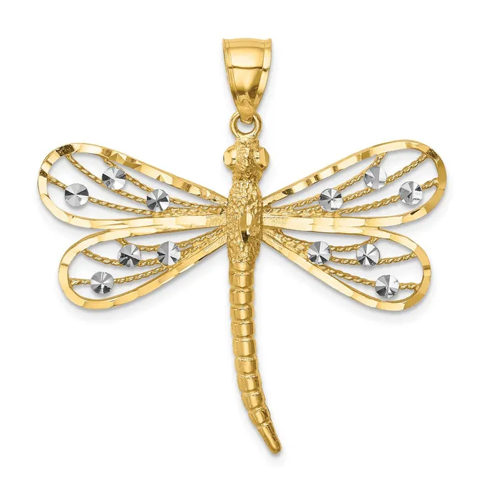 Goldia Necklaces 14k Yellow Rhodium Gold Diamondcut White Rhodium Dragonfly Pendant Goldia Necklaces 14k Yellow Rhodium Gold Diamondcut White Rhodium Dragonfly Pendant
