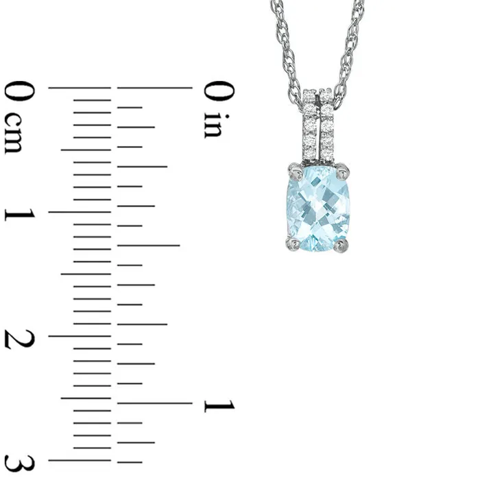 Goldia Necklaces CushionCut Aquamarine and White Topaz Pendant in Sterling Silver Goldia Necklaces CushionCut Aquamarine and White Topaz Pendant in Sterling Silver