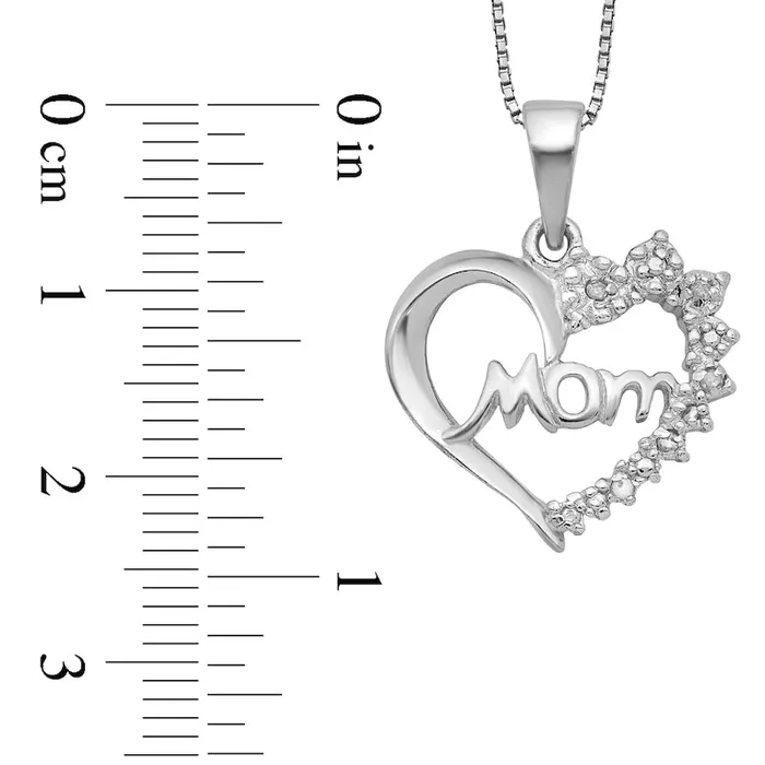 Goldia Necklaces Natural Diamond Accent Beaded Flower Cluster Mom Shadow Heart Pendant in Sterling Silver 16 Goldia Necklaces Natural Diamond Accent Beaded Flower Cluster Mom Shadow Heart Pendant in Sterling Silver 16