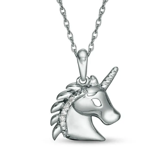 Goldia Necklaces Natural Diamond Accent Profile Unicorn Head Pendant in Sterling Silver Goldia Necklaces Natural Diamond Accent Profile Unicorn Head Pendant in Sterling Silver