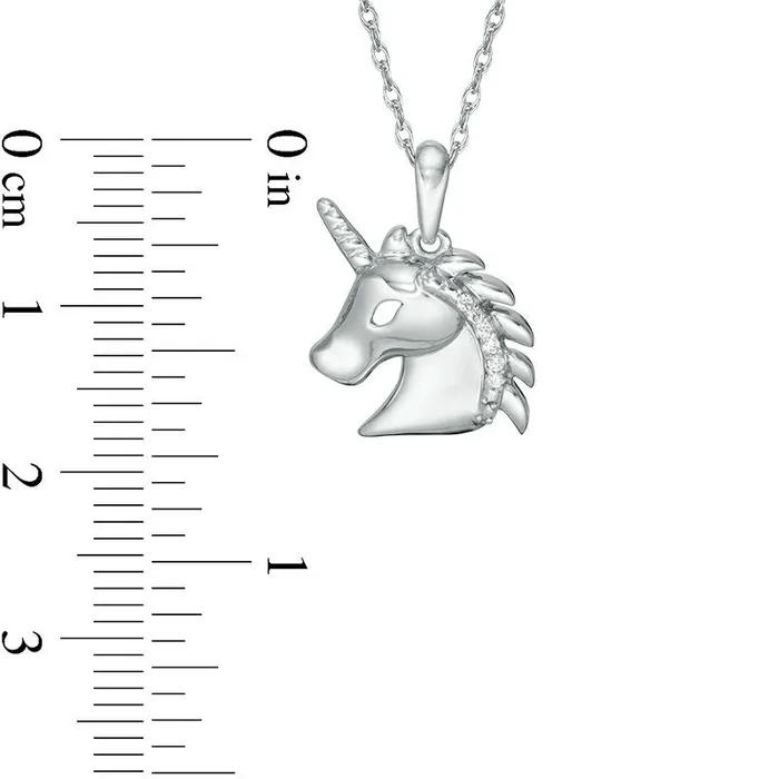 Goldia Necklaces Natural Diamond Accent Profile Unicorn Head Pendant in Sterling Silver Goldia Necklaces Natural Diamond Accent Profile Unicorn Head Pendant in Sterling Silver
