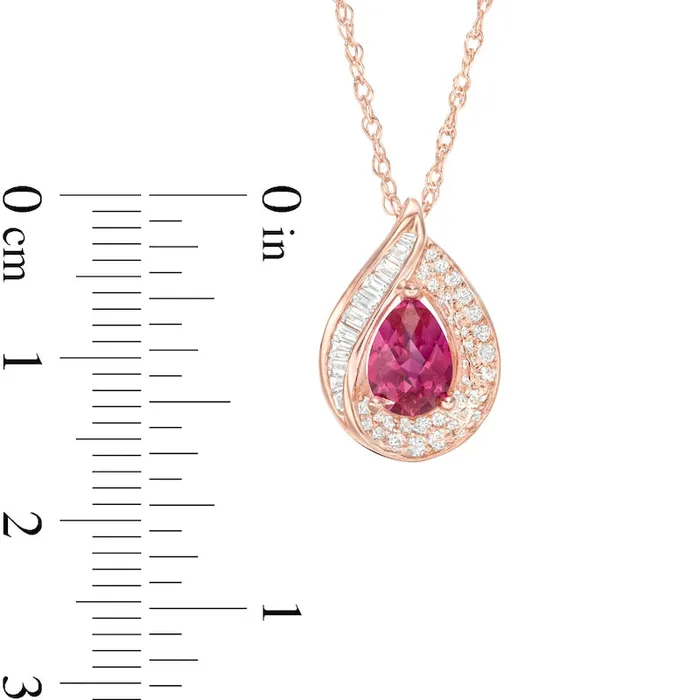Goldia Necklaces PearShaped LabCreated Ruby and White Sapphire Teardrop Pendant in Sterling Silver and 14K Rose Gold Plate Goldia Necklaces PearShaped LabCreated Ruby and White Sapphire Teardrop Pendant in Sterling Silver and 14K Rose Gold Plate