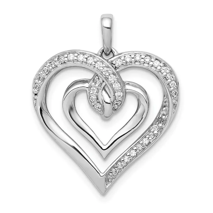 Goldia Necklaces Solid 14k White Gold 16ct Simulated CZ Entwined Heart Pendant Goldia Necklaces Solid 14k White Gold 16ct Simulated CZ Entwined Heart Pendant