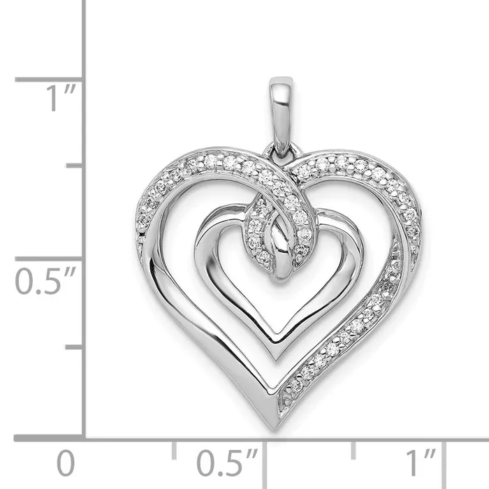 Goldia Necklaces Solid 14k White Gold 16ct Simulated CZ Entwined Heart Pendant