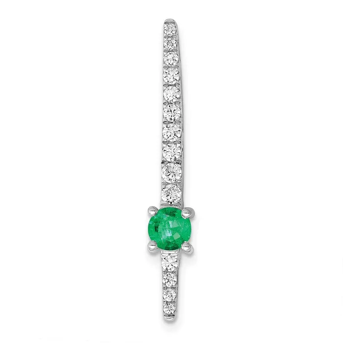Goldia Necklaces Solid 14k White Gold Simulated CZ and Emerald Fancy Chain Slide Goldia Necklaces Solid 14k White Gold Simulated CZ and Emerald Fancy Chain Slide