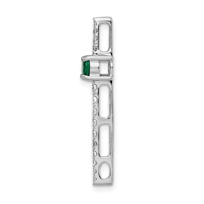Goldia Necklaces Solid 14k White Gold Simulated CZ and Emerald Fancy Chain Slide Goldia Necklaces Solid 14k White Gold Simulated CZ and Emerald Fancy Chain Slide