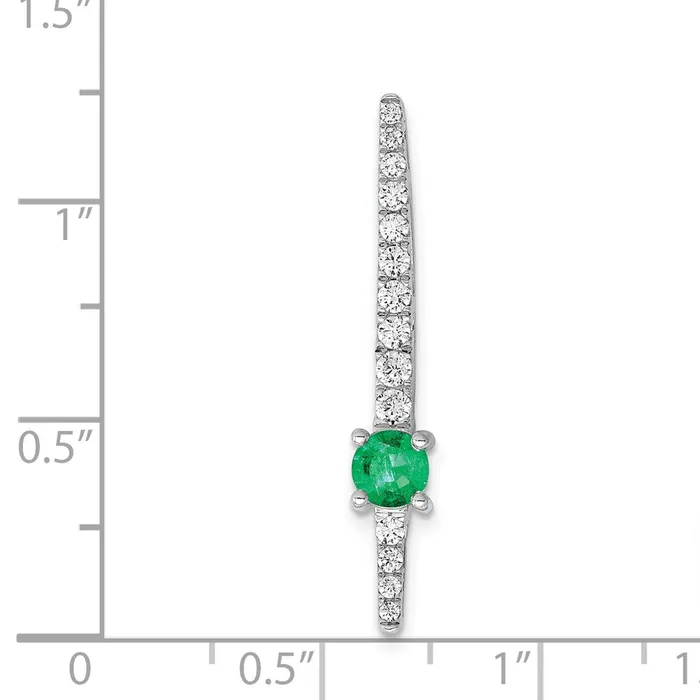 Goldia Necklaces Solid 14k White Gold Simulated CZ and Emerald Fancy Chain Slide Goldia Necklaces Solid 14k White Gold Simulated CZ and Emerald Fancy Chain Slide