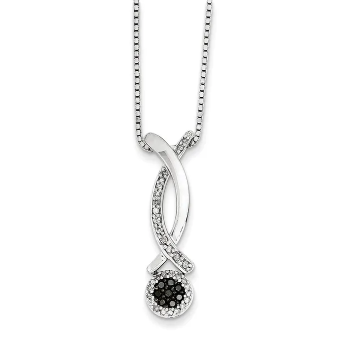 Goldia Necklaces Sterling Silver Black and White Diamond Pendant