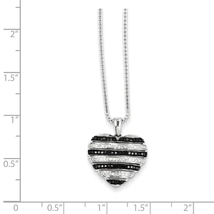 Goldia Necklaces Sterling Silver Black and White Diamond Pendant