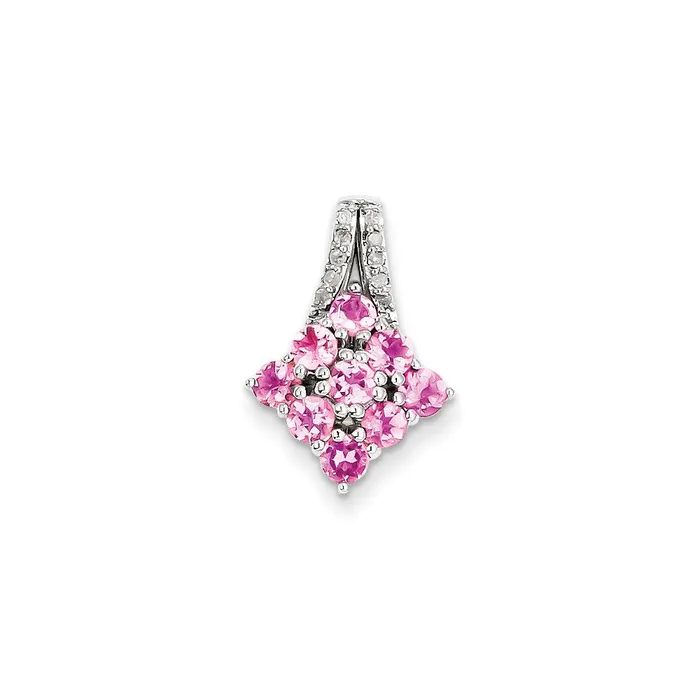 Goldia Necklaces Sterling Silver Diamond u0026 Pink Tourmaline Square Pendant Goldia Necklaces Sterling Silver Diamond u0026 Pink Tourmaline Square Pendant