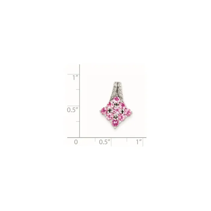 Goldia Necklaces Sterling Silver Diamond u0026 Pink Tourmaline Square Pendant