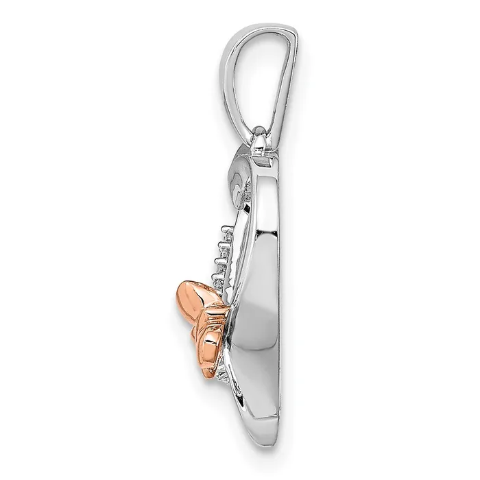 Goldia Necklaces Sterling Silver RhodPlated w14k Rose Gold Butterfly Diamond Heart Pendant