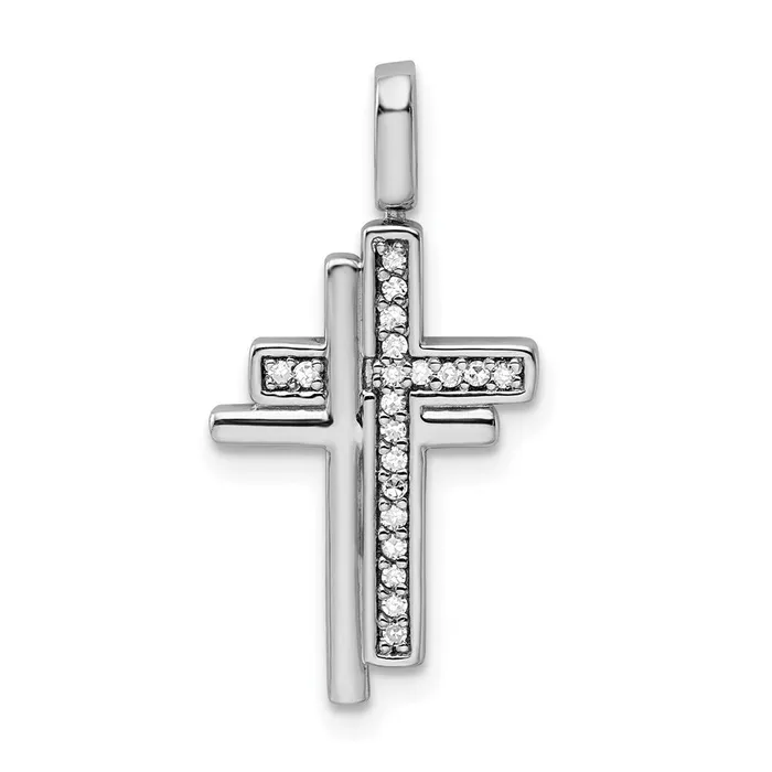 Goldia Necklaces Sterling Silver Rhodium 02ct Blk u0026 Wht DiaReversible Cross Pendant Goldia Necklaces Sterling Silver Rhodium 02ct Blk u0026 Wht DiaReversible Cross Pendant