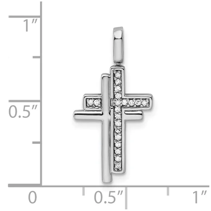 Goldia Necklaces Sterling Silver Rhodium 02ct Blk u0026 Wht DiaReversible Cross Pendant