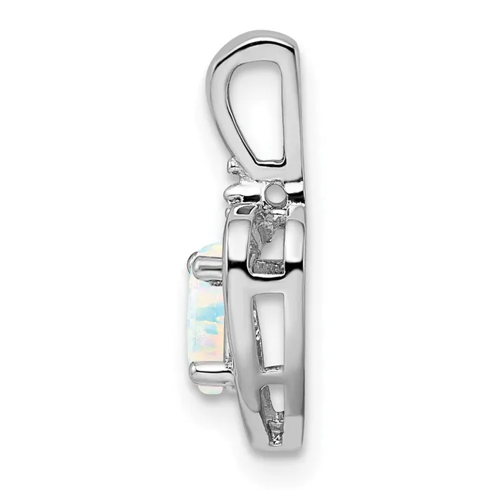 Goldia Necklaces Sterling Silver Rhodiumplated Created Opal u0026 Diamond Pendant