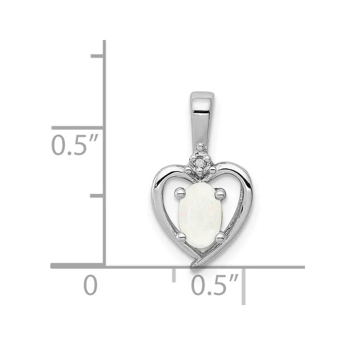 Goldia Necklaces Sterling Silver Rhodiumplated Created Opal u0026 Diamond Pendant