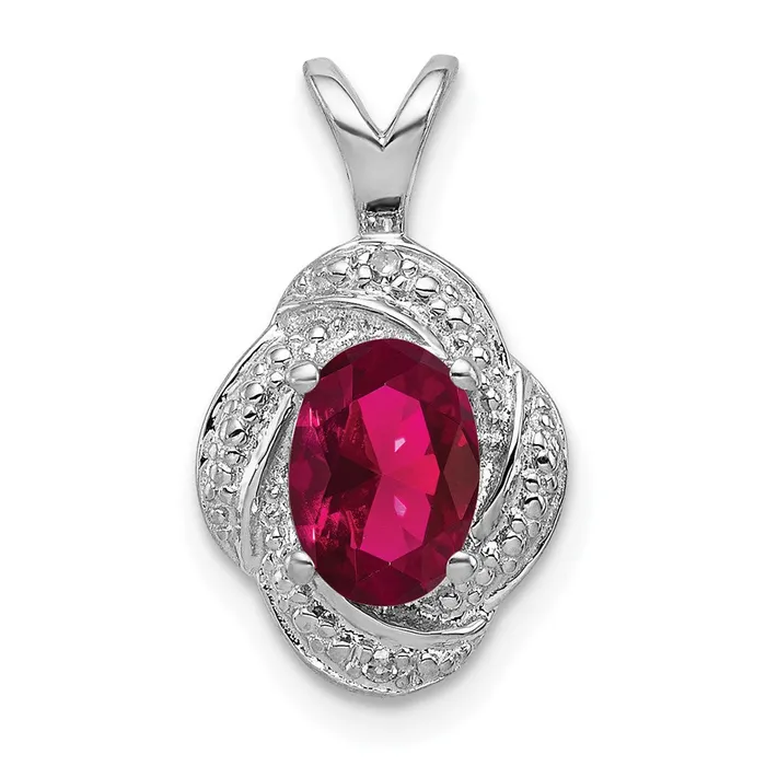 Goldia Necklaces Sterling Silver Rhodium Plated Diamond and Lab Created Ruby Pendant Goldia Necklaces Sterling Silver Rhodium Plated Diamond and Lab Created Ruby Pendant