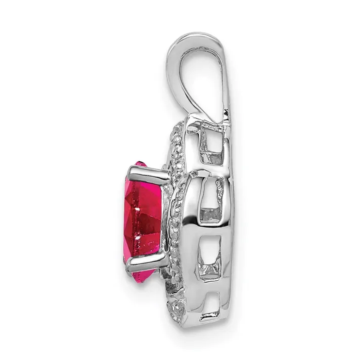 Goldia Necklaces Sterling Silver Rhodium Plated Diamond and Lab Created Ruby Pendant