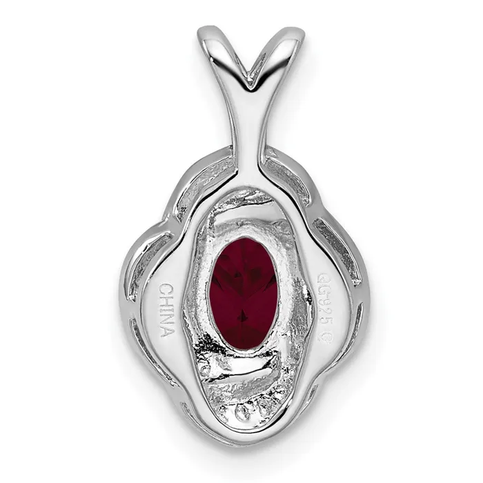 Goldia Necklaces Sterling Silver Rhodium Plated Diamond and Lab Created Ruby Pendant