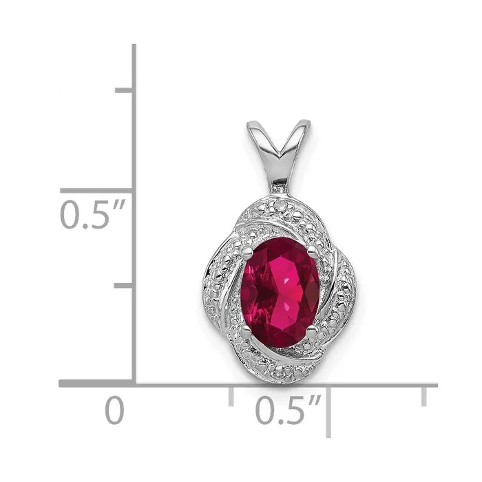 Goldia Necklaces Sterling Silver Rhodium Plated Diamond and Lab Created Ruby Pendant