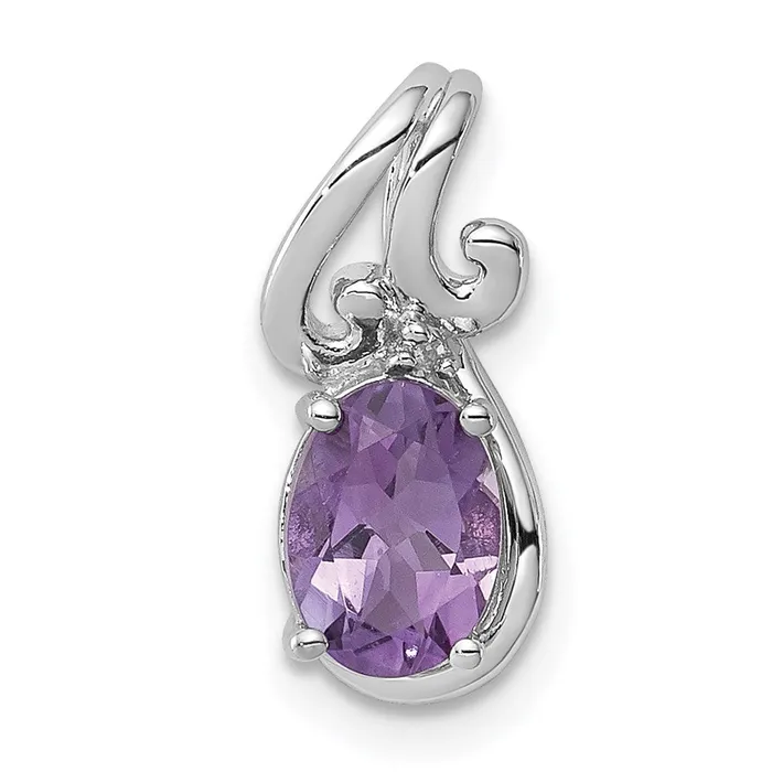 Goldia Necklaces Sterling Silver Rhodiumplated Diamond u0026 Amethyst Oval Pendant Goldia Necklaces Sterling Silver Rhodiumplated Diamond u0026 Amethyst Oval Pendant