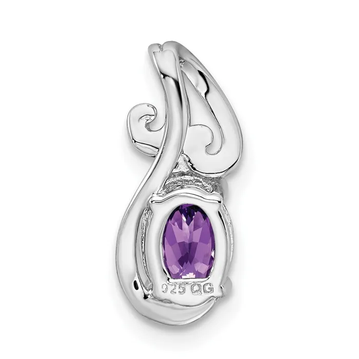 Goldia Necklaces Sterling Silver Rhodiumplated Diamond u0026 Amethyst Oval Pendant