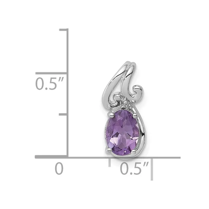 Goldia Necklaces Sterling Silver Rhodiumplated Diamond u0026 Amethyst Oval Pendant
