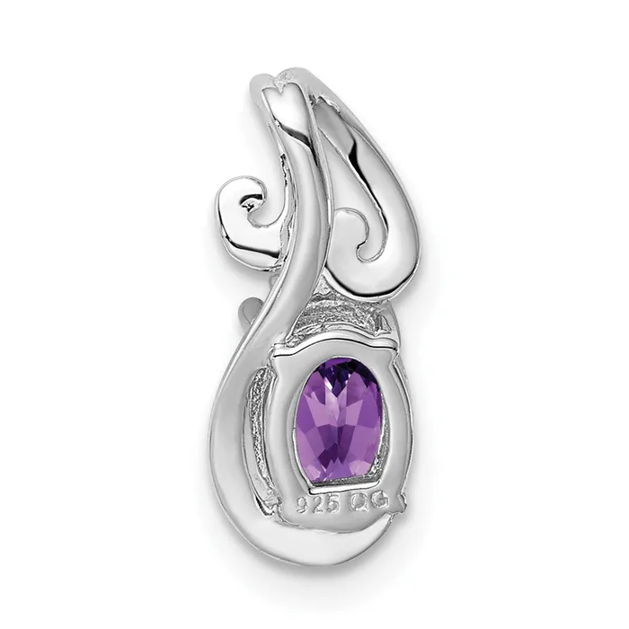 Goldia Necklaces Sterling Silver Rhodiumplated Diamond u0026 Amethyst Oval Pendant