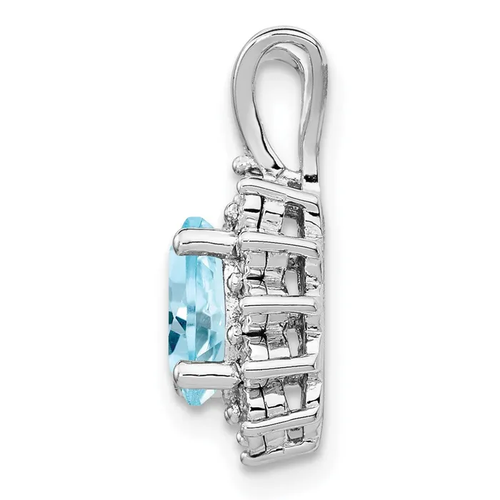 Goldia Necklaces Sterling Silver Rhodiumplated Diamond u0026 Light Blue Topaz Pendant